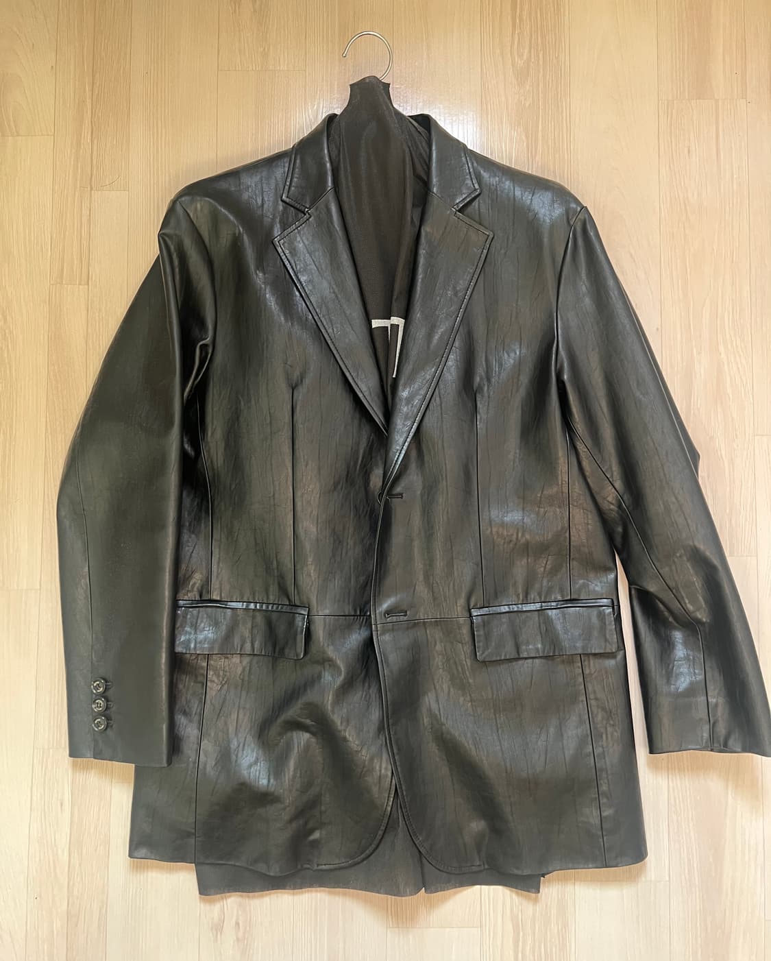 [L] 2버튼 싱글 레더 블레이저 상품이미지8