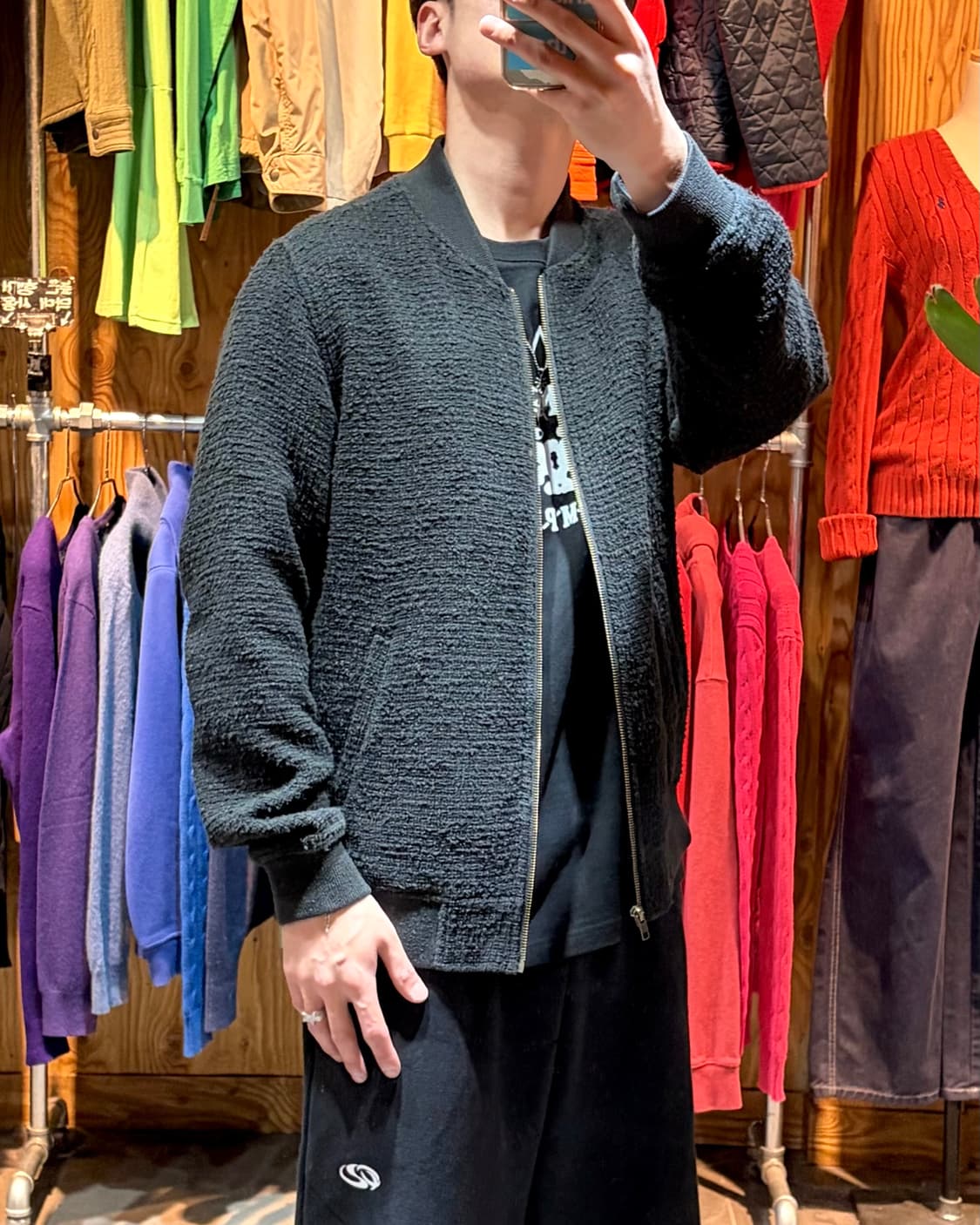 L SUPREME 슈프림 아치로고 헤어리 부클 블랙 블루종 상품이미지2