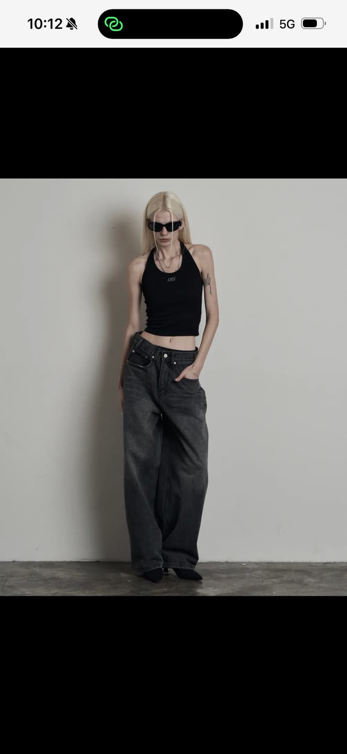 어니브 로우라이즈 와이드 데님 차콜 M 상품이미지1