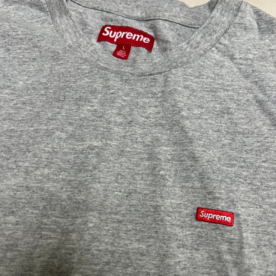 슈프림 스몰 박스로고 롱슬리브 헤더그레이 L / 포르투갈 생산 상품이미지2