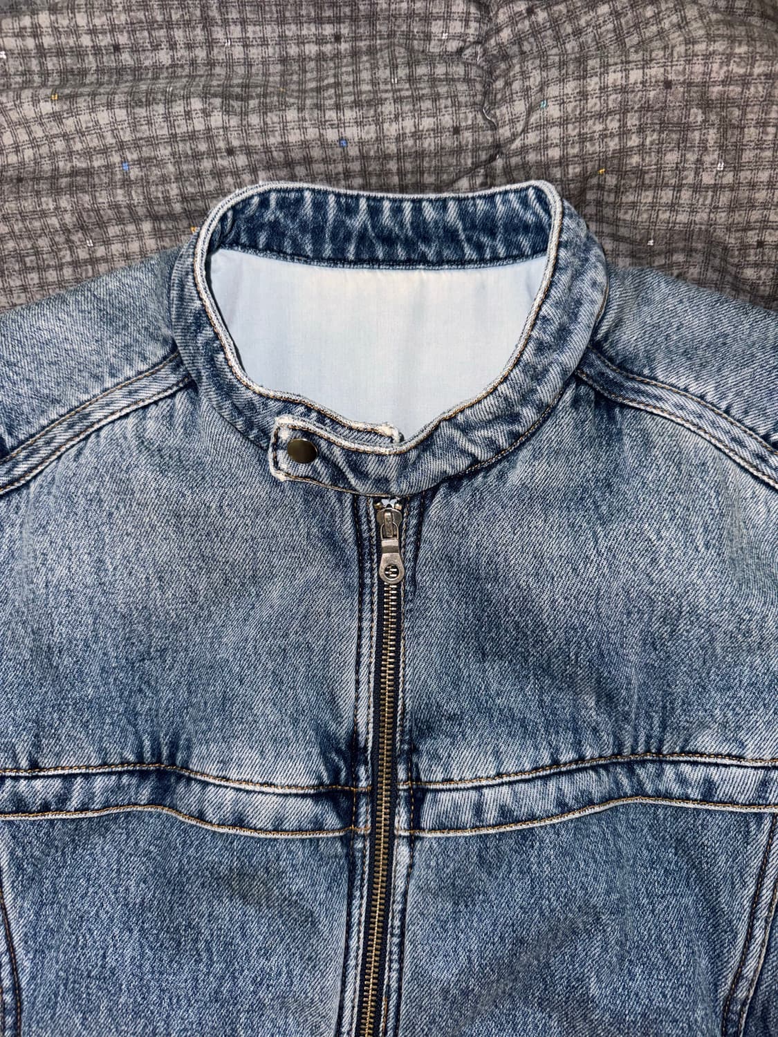 [M] 쿠어 페이딩 패디드 바이커 데님 점퍼 상품이미지3