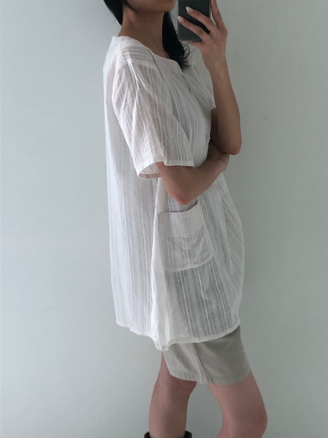 일본빈티지 화이트 반팔 블라우스 상품이미지4