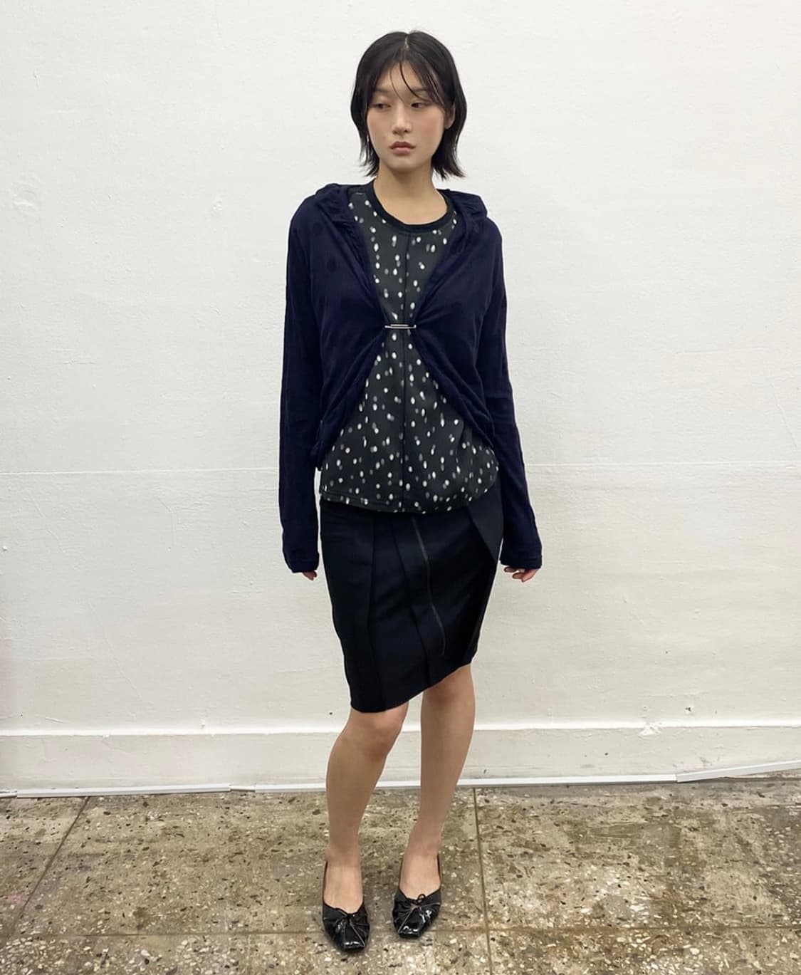 와이즈 도트 패턴 가디건 상품이미지2