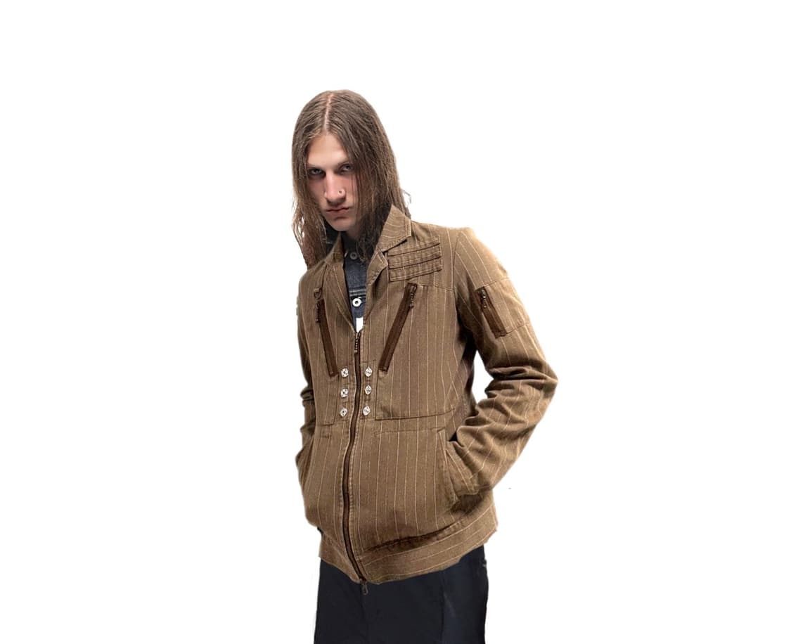 일본 브랜드 AMERICANRAG 앞판 변형 스트라이프 집업 자켓 상품이미지1