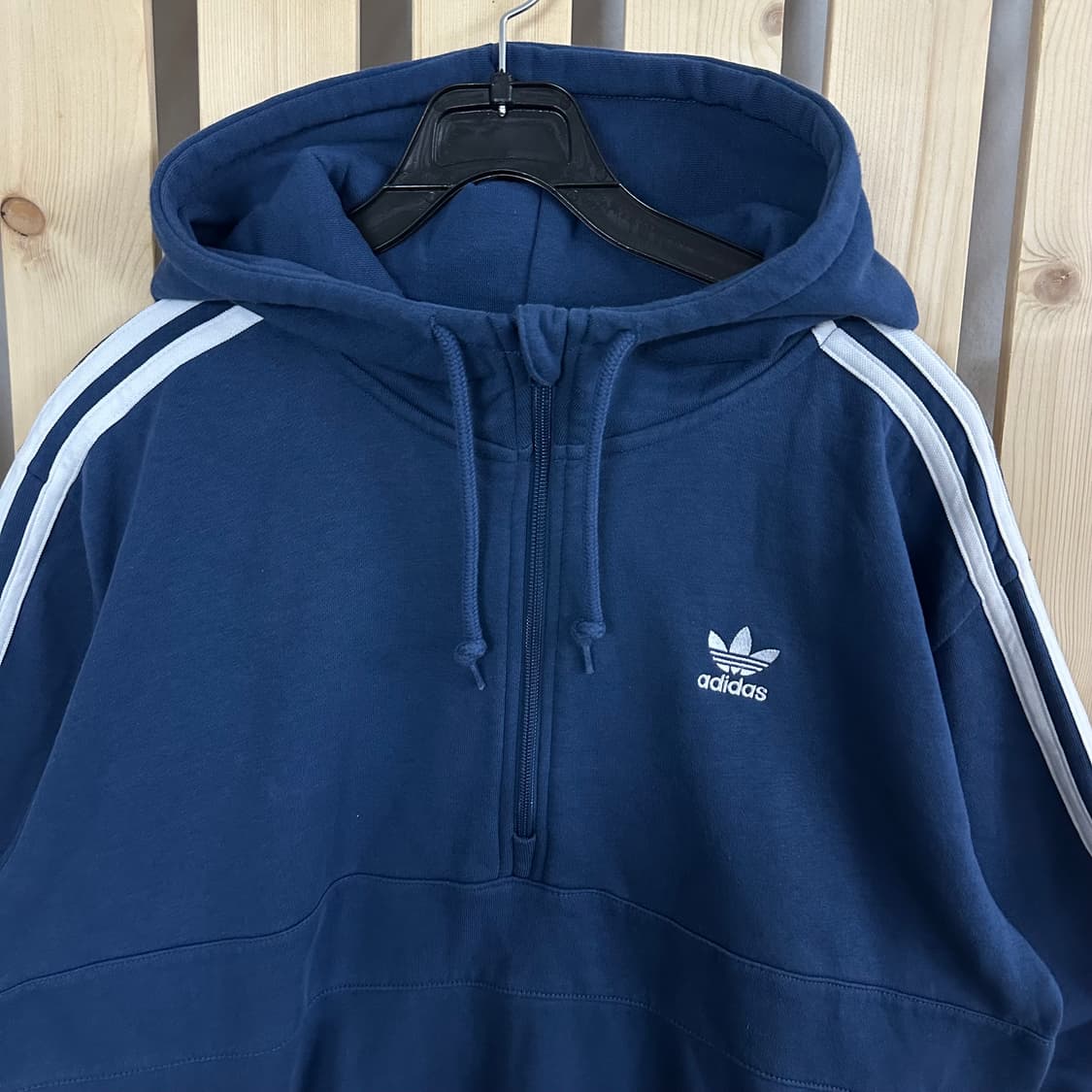 (L) 아디다스 블루 반집업 후드티 상품이미지3