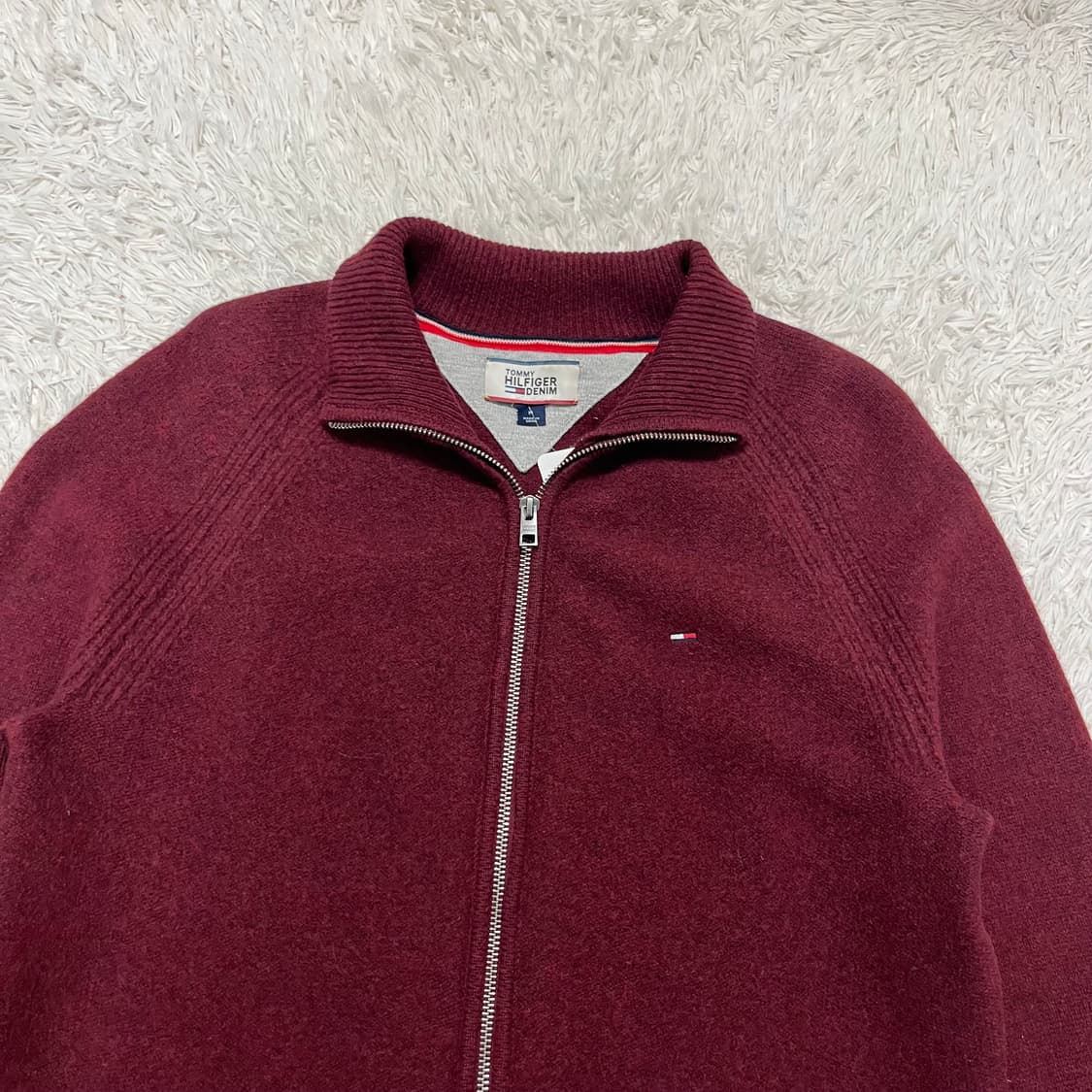 Tommy Hilfiger burgundy knit zip-up 상품이미지5