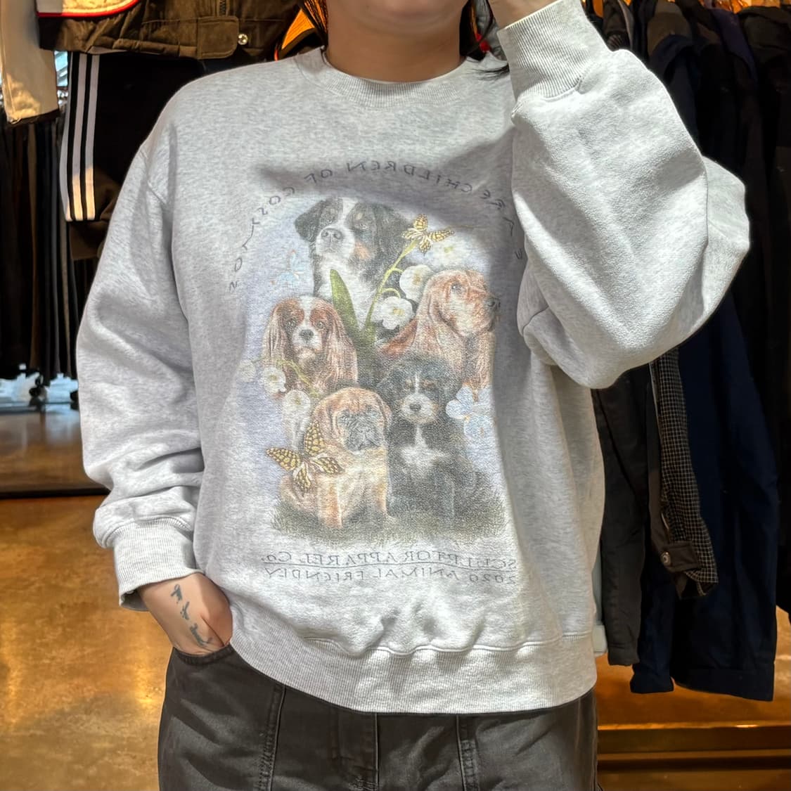 스컬프터 퍼피프렌드 멜란지 맨투맨 상품이미지1