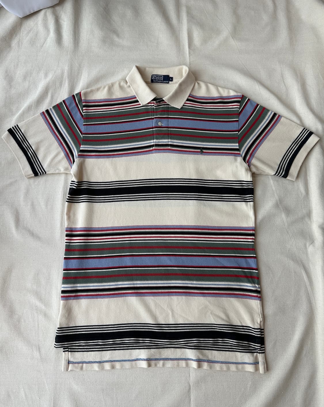 폴로 랄프로렌 멀티 스트라이프 피케 반팔 카라티 L 상품이미지1