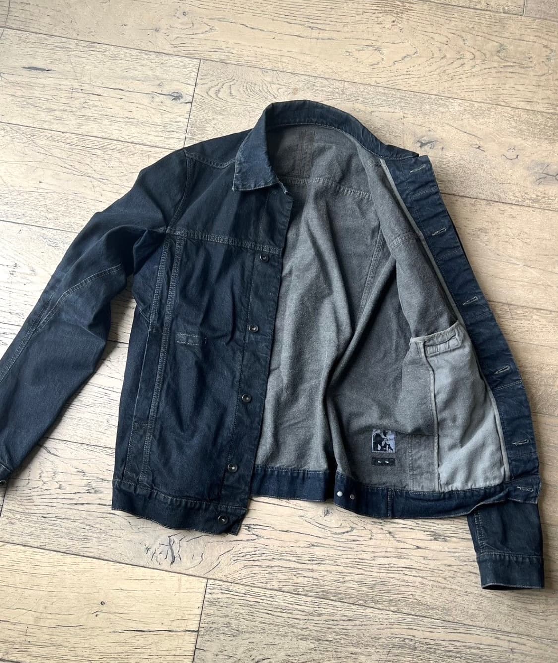 릭오웬스 블루블랙 왁스드 데님 자켓 상품이미지1