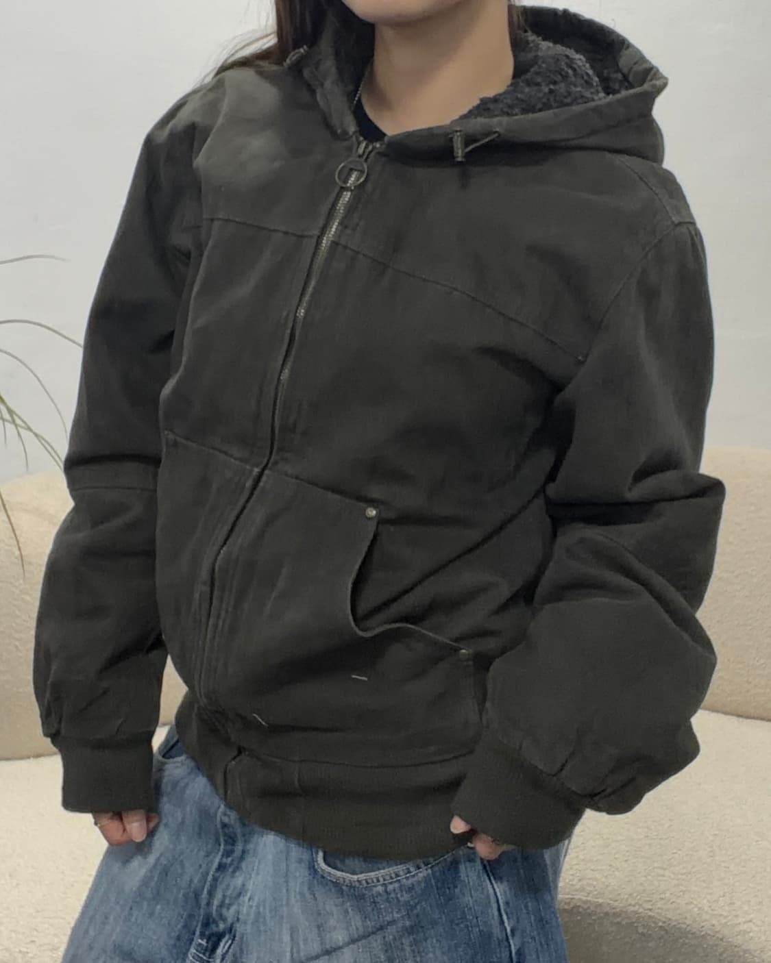 90s vintage 차콜 후드 패딩 자켓 상품이미지3