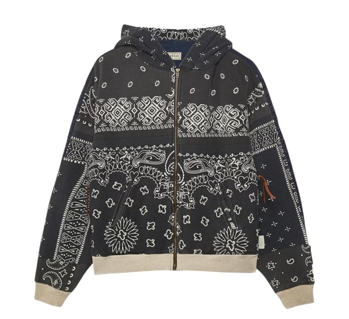 [3]캐피탈 플리스 반다나 비부악 후드 집업 블랙 상품이미지1