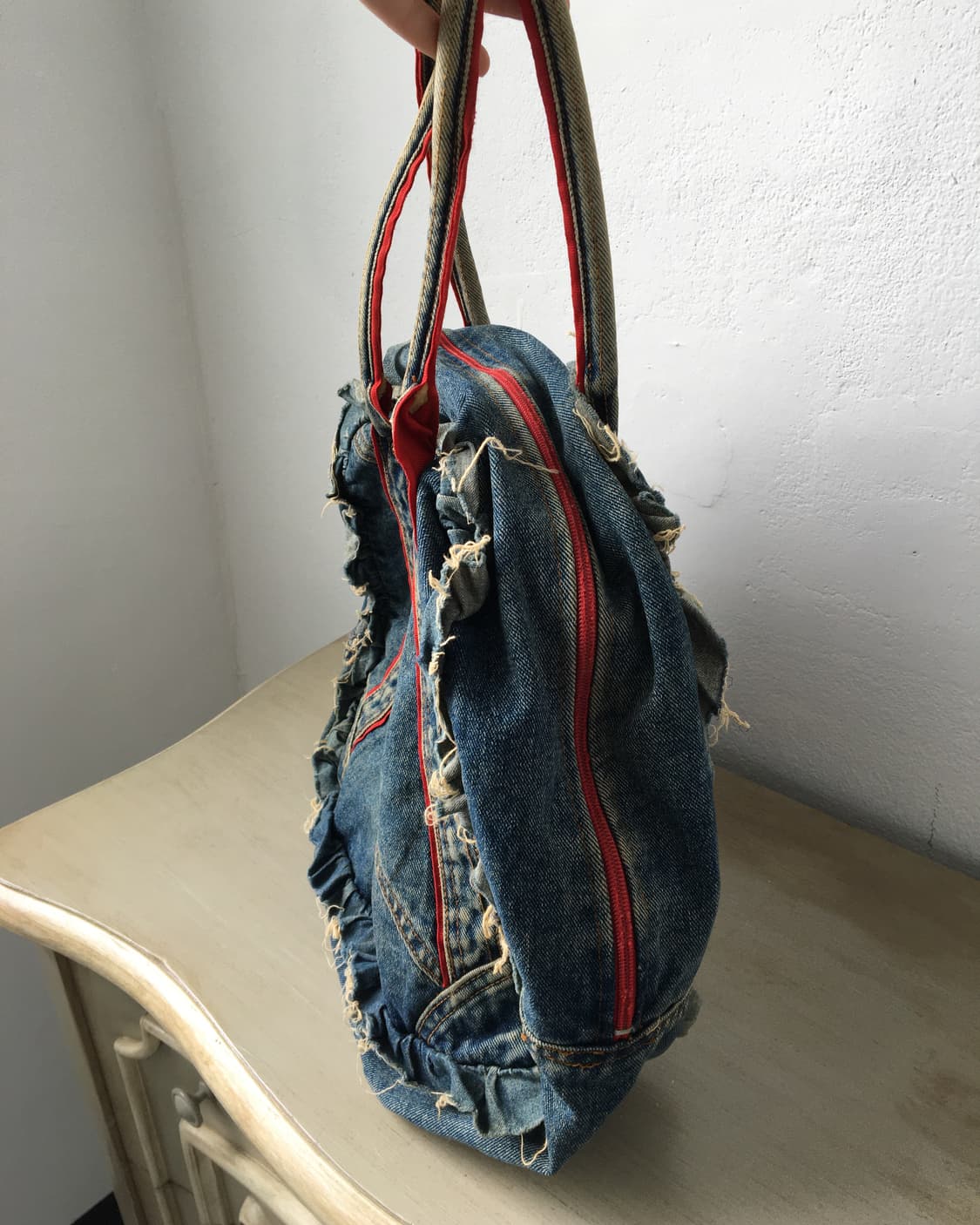 grunge mood denim tote bag 상품이미지4