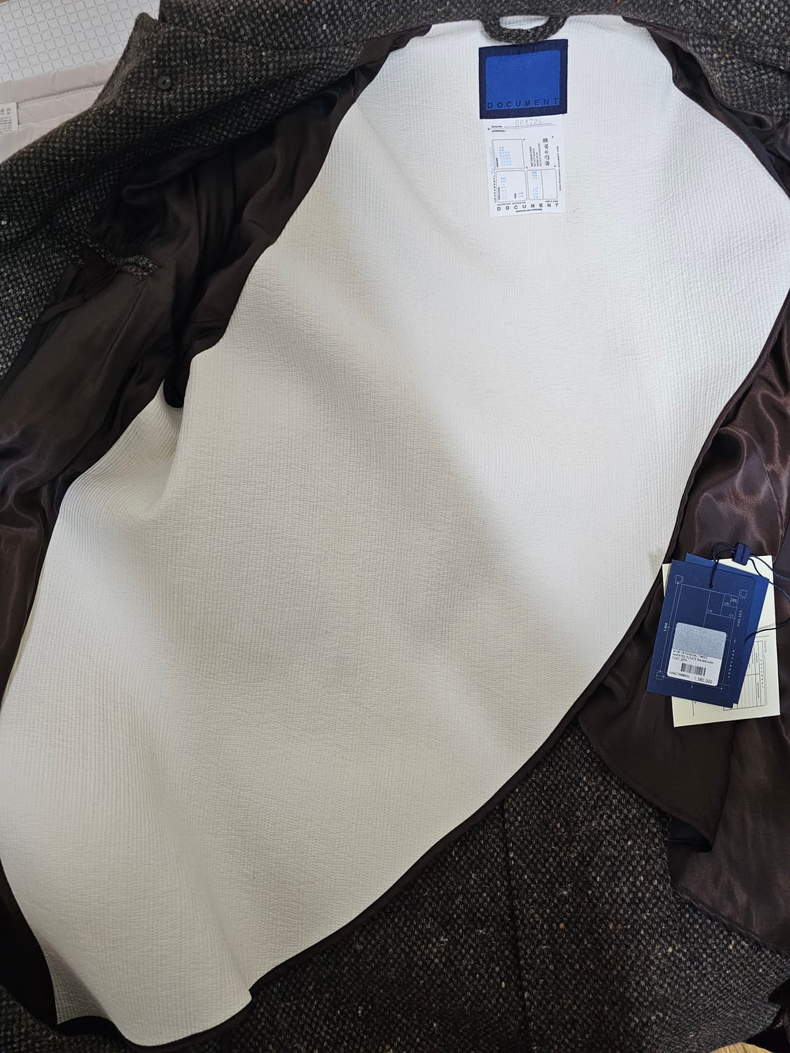 XL ) 도큐먼트 25aw 도네갈 인버티드 플리츠 코트 브라운 상품이미지5