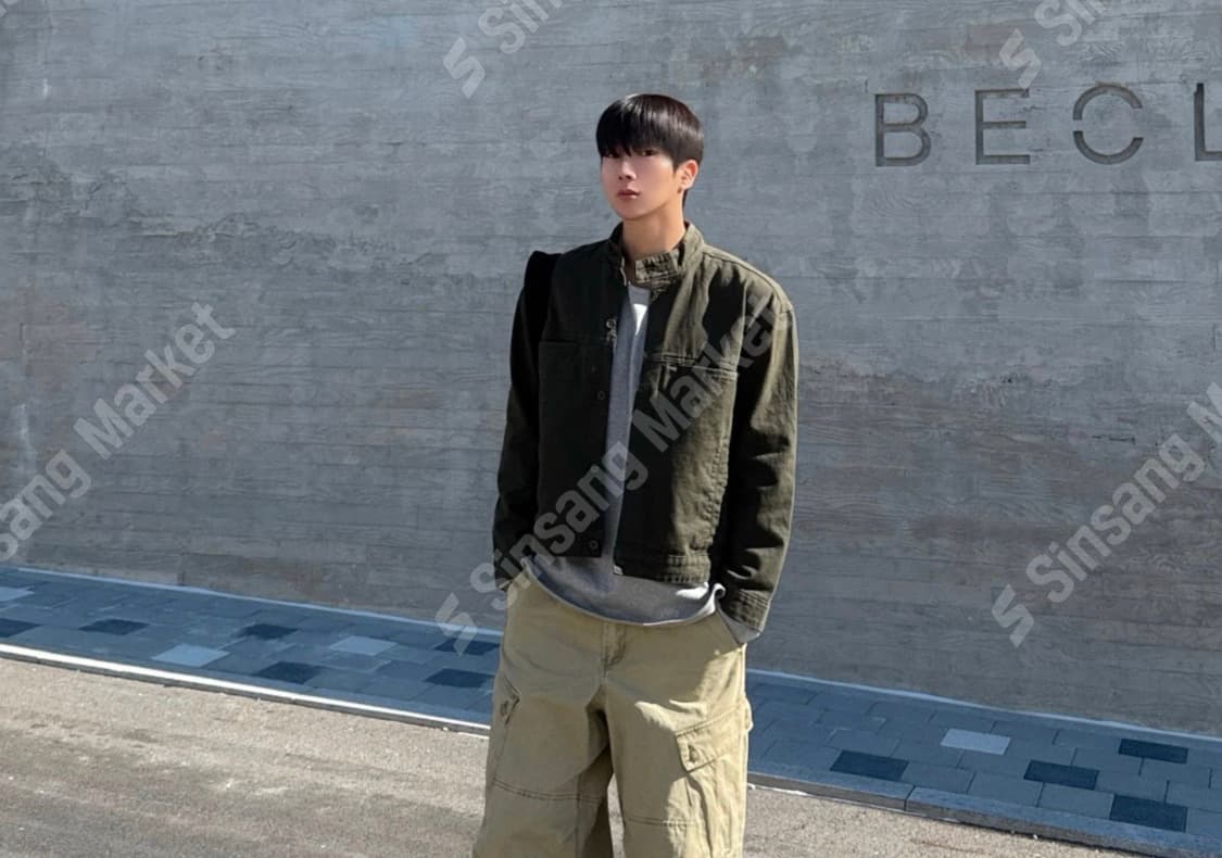 [새상품] 오버핏 카키 차이나카라 청자켓 상품이미지2