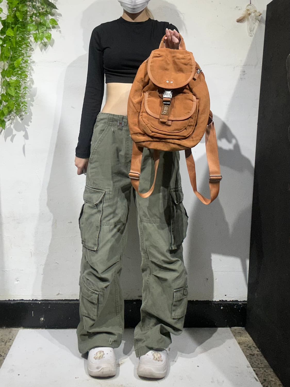 빈티지 Kamp 베이지 미니 y2k 키치 백팩 복조리 가방 상품이미지2