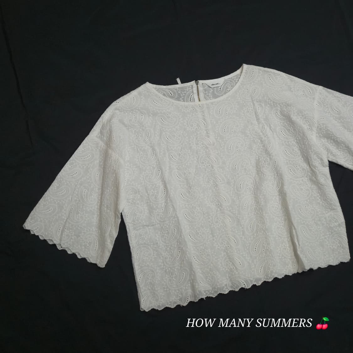 niko and... 화이트 페이즐리 자수 레이스 크롭 블라우스 상품이미지6