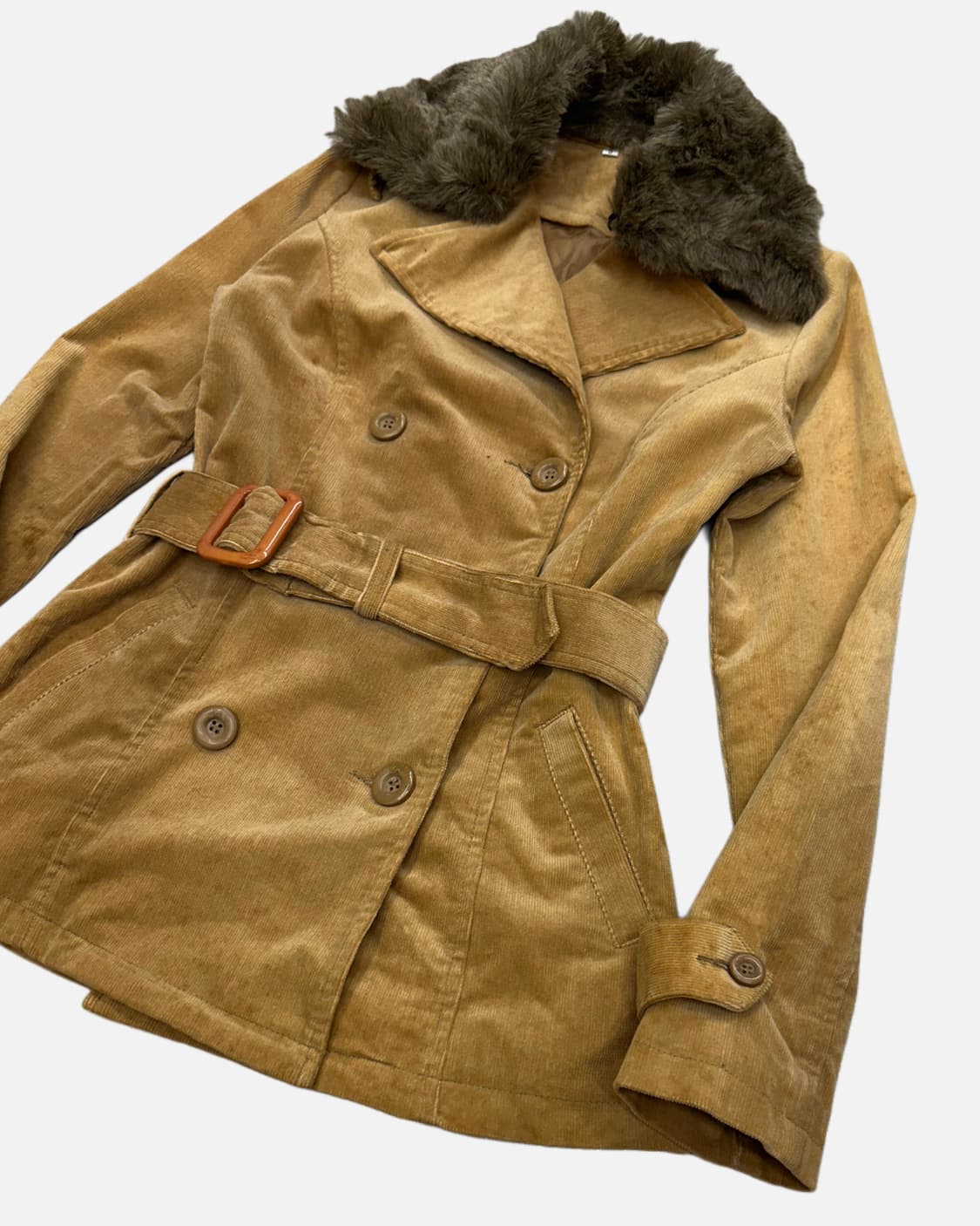 ocher corduroy fur belted jacket 상품이미지3