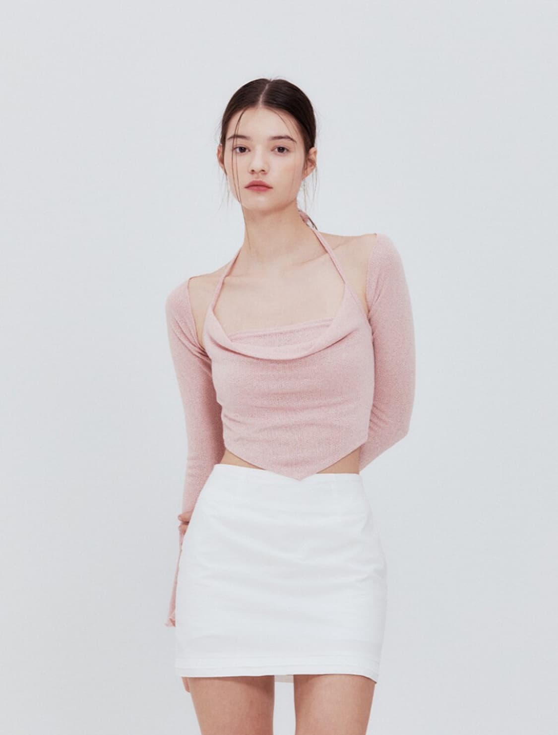 택달린새상품) 낫유어로즈 아이유 볼레로 탑 소프트핑크 상품이미지8