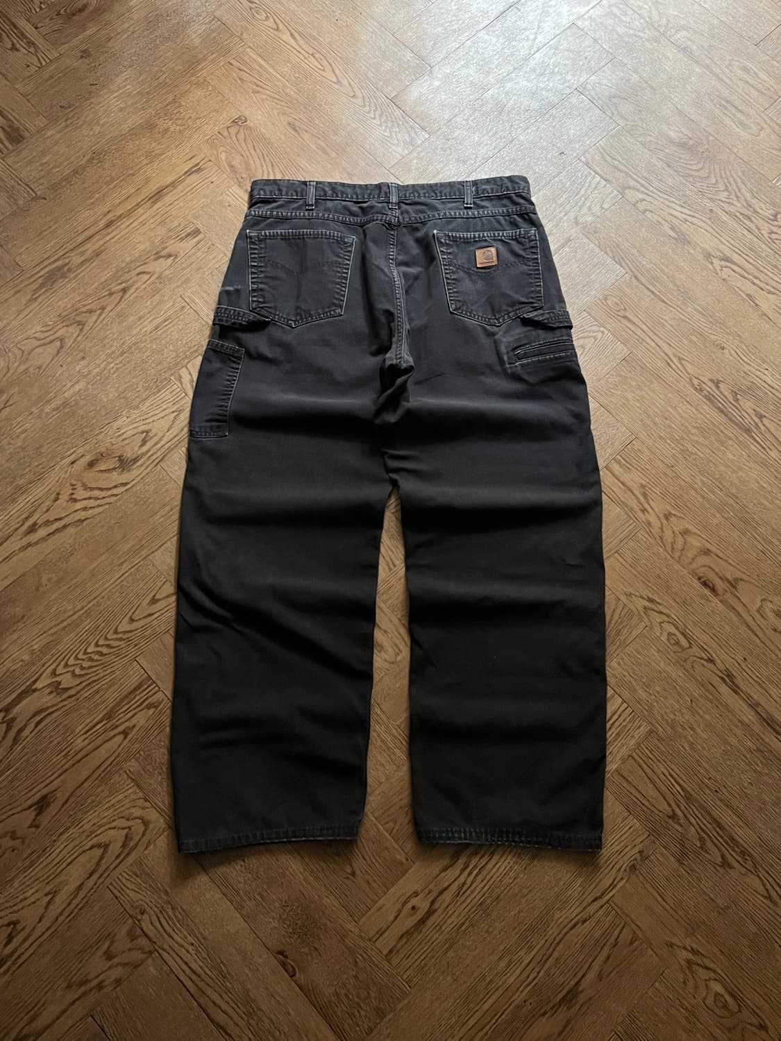 [38]칼하트 USA 빈티지 페이딩 블랙 싱글니 워크팬츠 상품이미지2