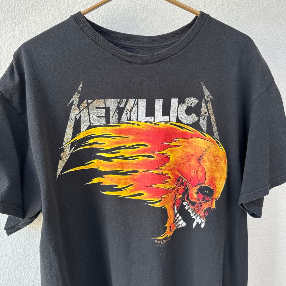 [L] 메탈리카 반팔 티셔츠 락티 밴드티 Flaming Skull 빈티지 상품이미지2