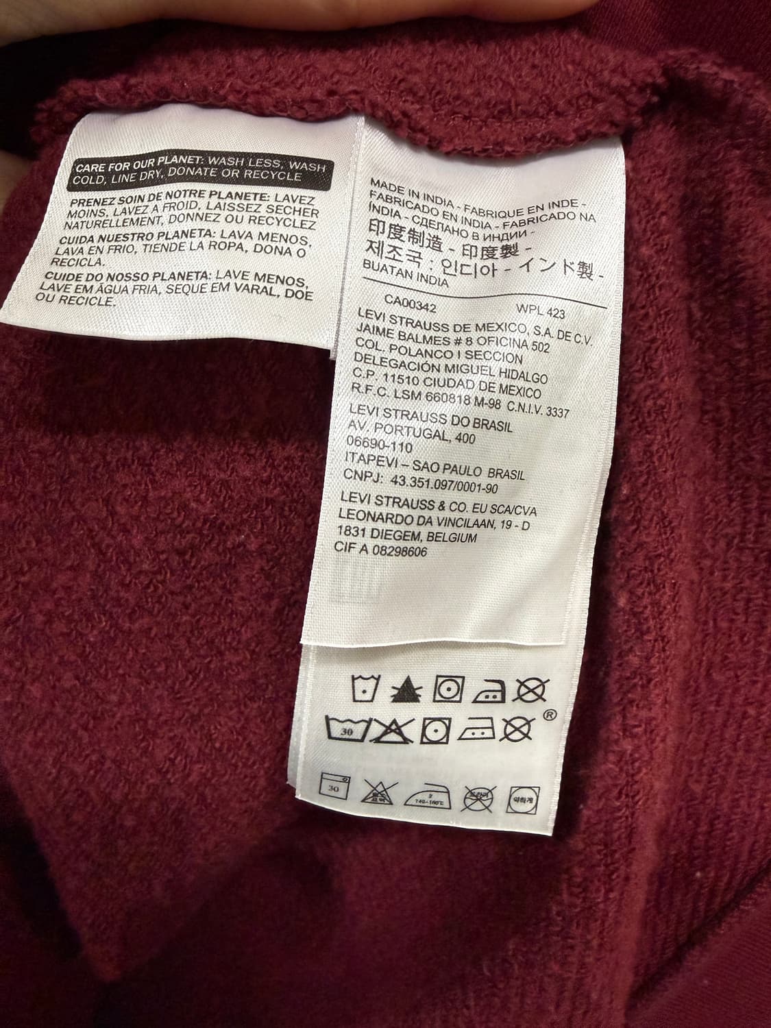 리바이스 버건디 후드티 상품이미지3