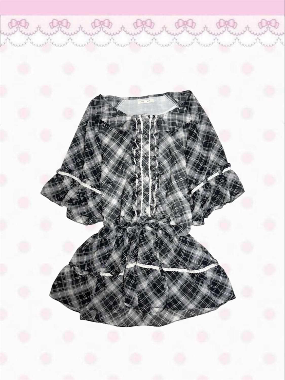 olive des olive 체크 프릴 리본 원피스 고스로리 올리브 상품이미지1