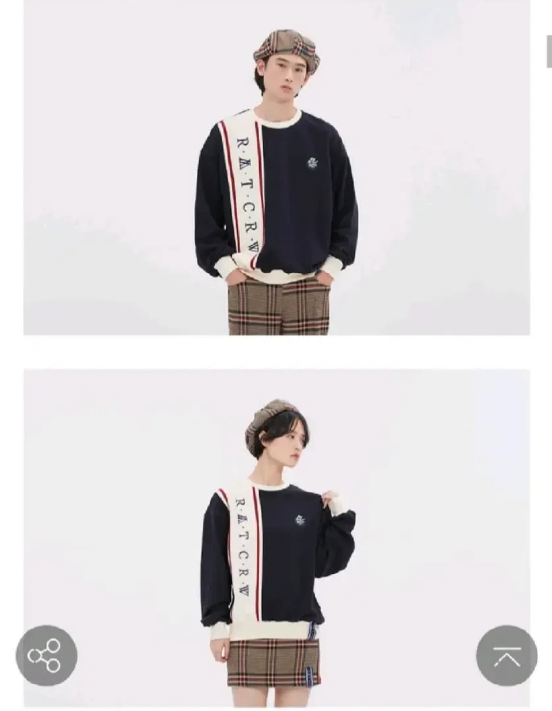 새상품,S,단종) 로맨틱크라운 CROSS LINE 맨투맨 네이비 상품이미지2