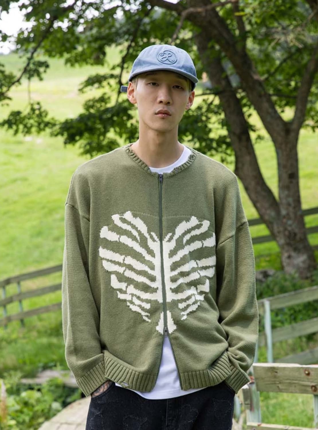 엑스톤즈 스켈레톤 니트집업 m사이즈 상품이미지1