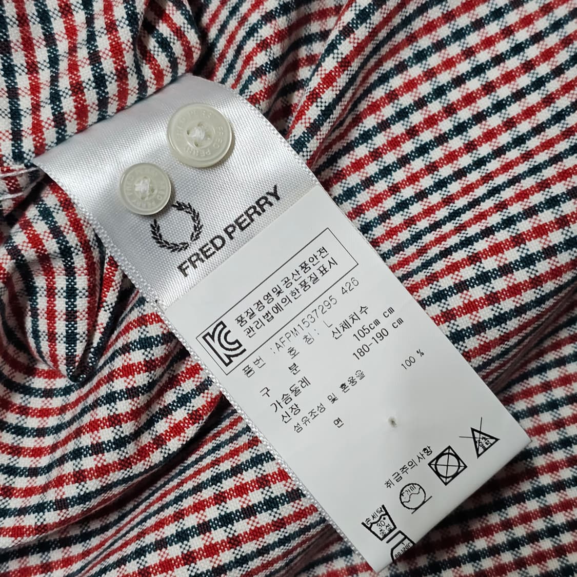 프레드페리 이태리정품 건클럽체크 남성셔츠 105 상품이미지6