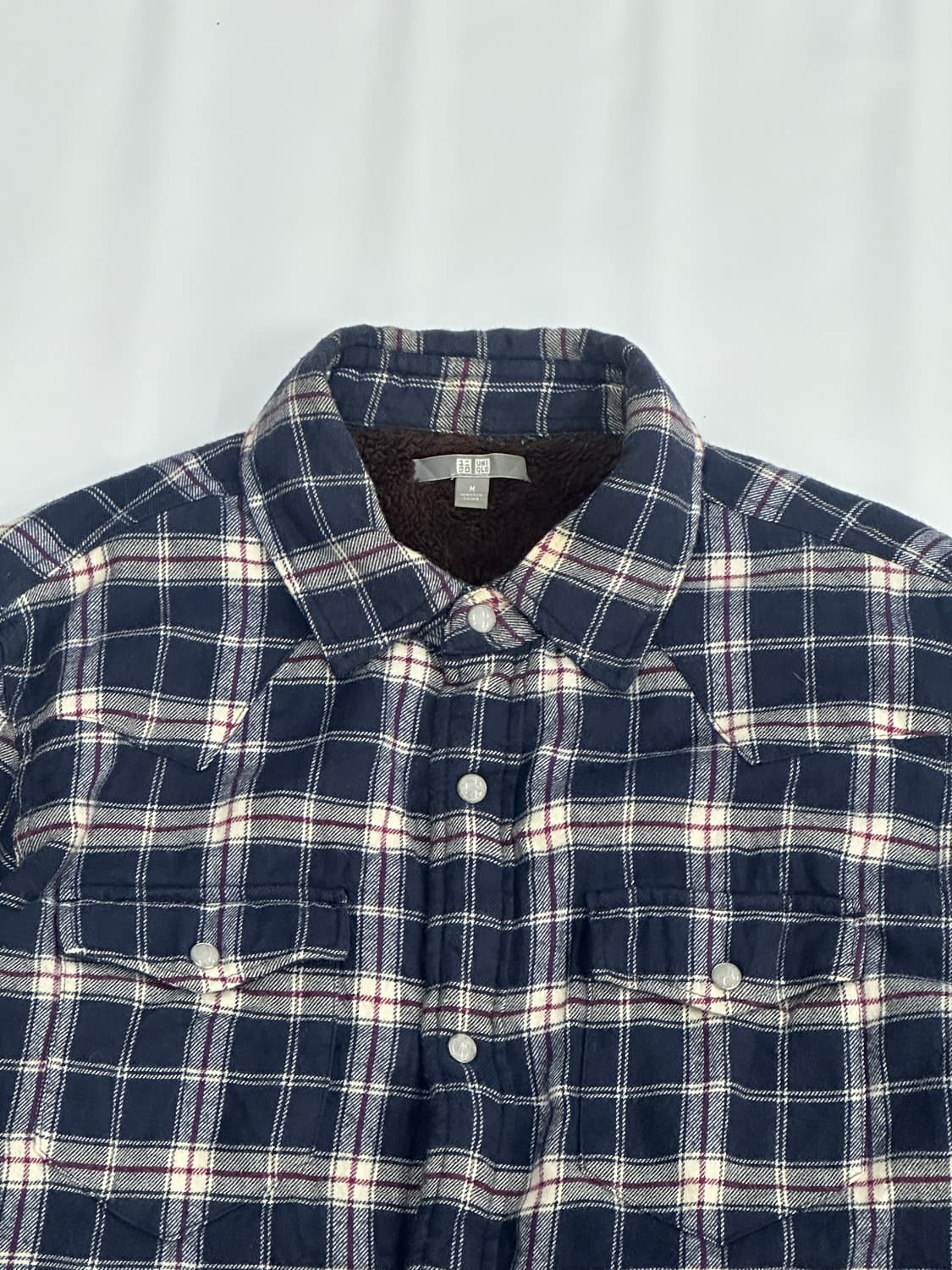 재팬 유니클로 네이비 체크 양털 폭닥 코튼 셔츠 빈티지 그런지 핀터 상품이미지4