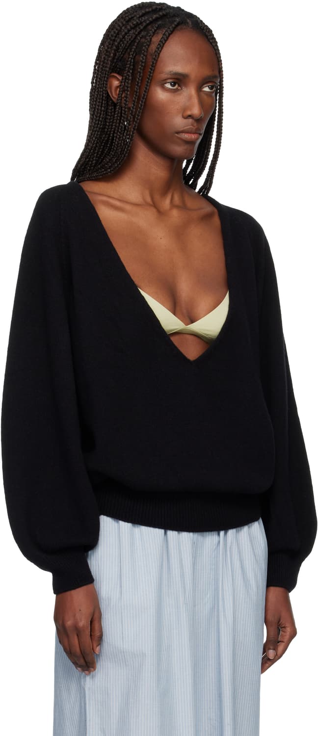 [XS/S,M/L]베이스레인지 Soar 캐시미어 브이넥 니트/블랙 상품이미지2