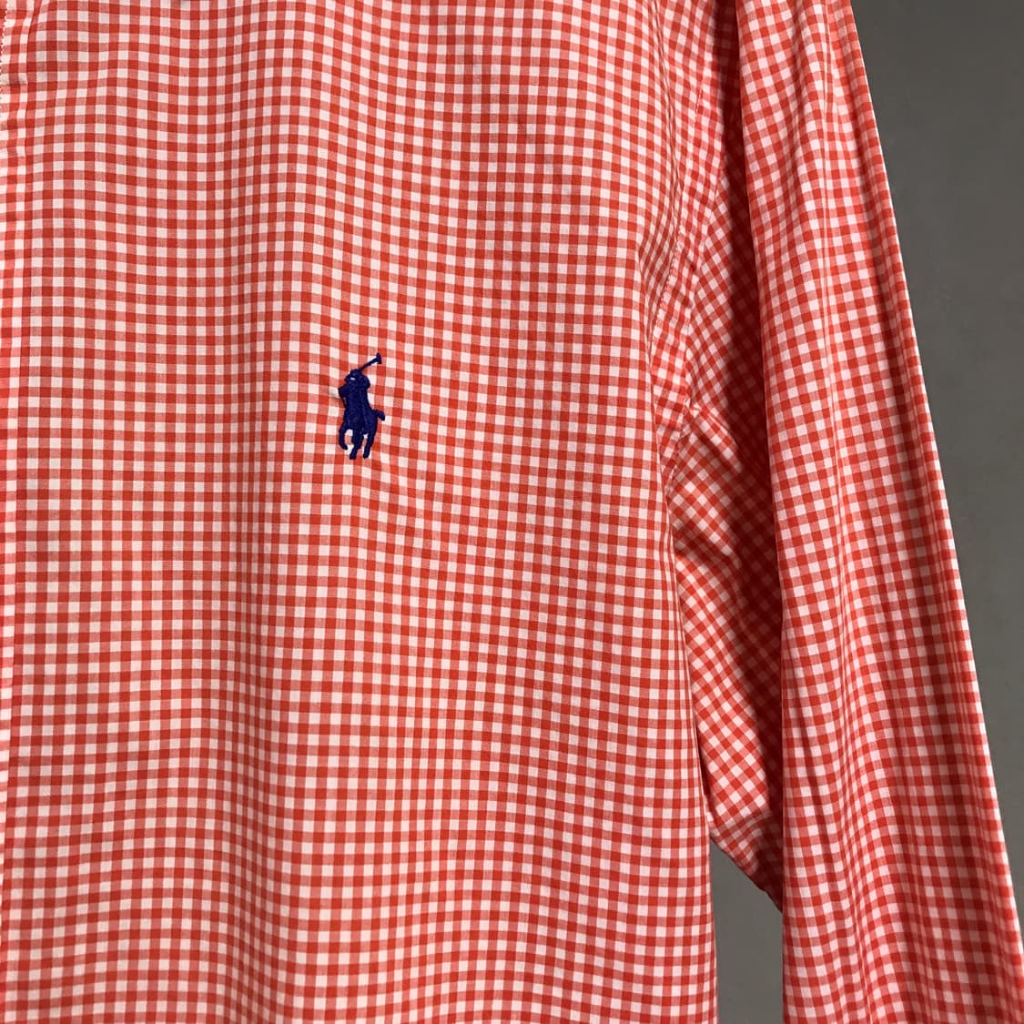 폴로 랄프로렌 깅엄 체크 셔츠 오렌지 L 상품이미지4