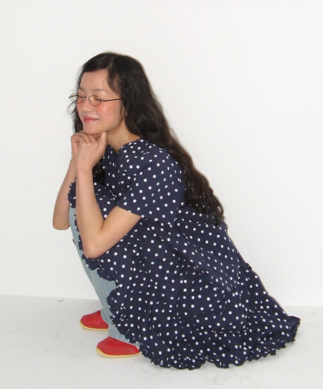 FRILL SHORT SLEEVE ONEPIECE DRESS NAVY 상품이미지1