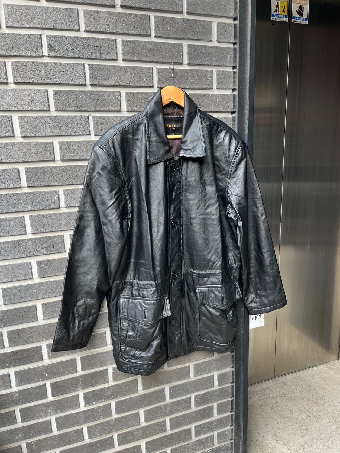 90s Genuine Lambskin 천연 양가죽 미디 자켓 상품이미지1