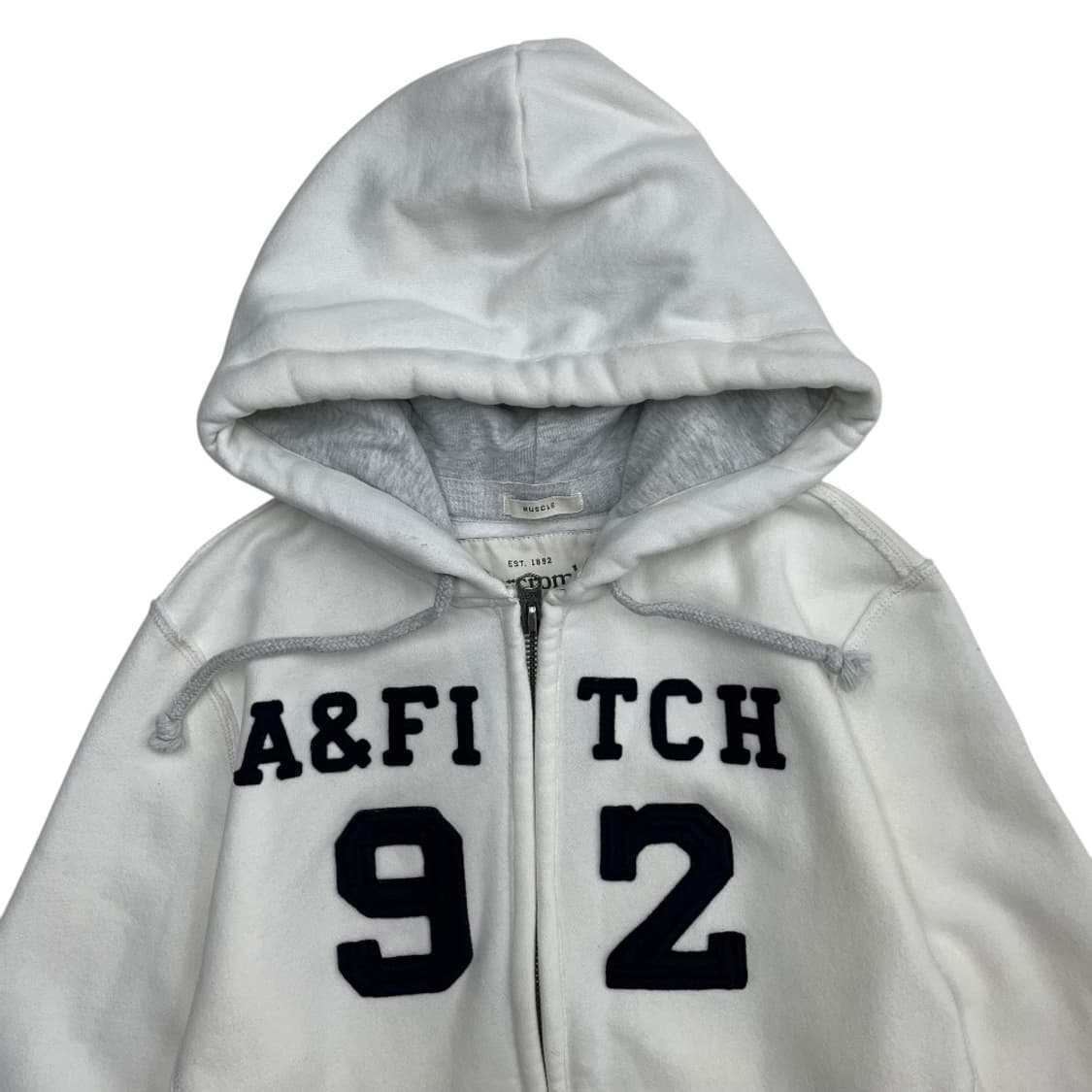 아베크롬비 네이비 센터로고 화이트 후드집업 M 상품이미지4