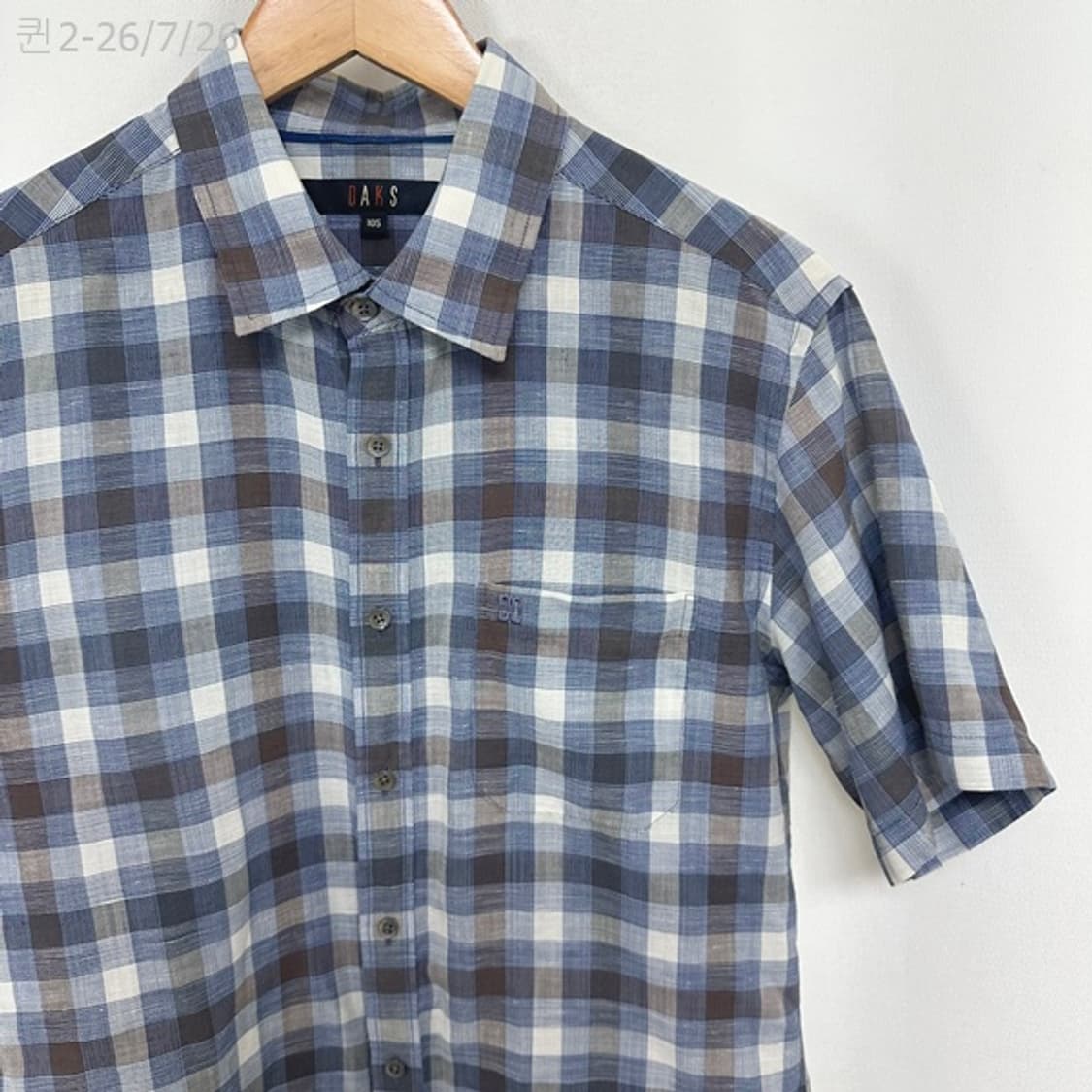 
닥스 남자 체크 반팔셔츠 남방 블루 105 상품이미지3