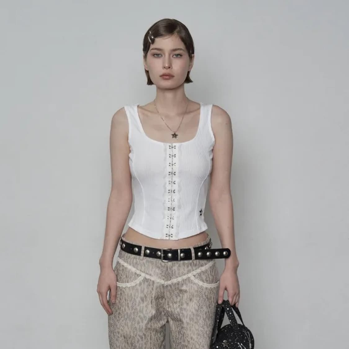 셋업이엑스이 lace hook sleeveless 화이트 상품이미지1