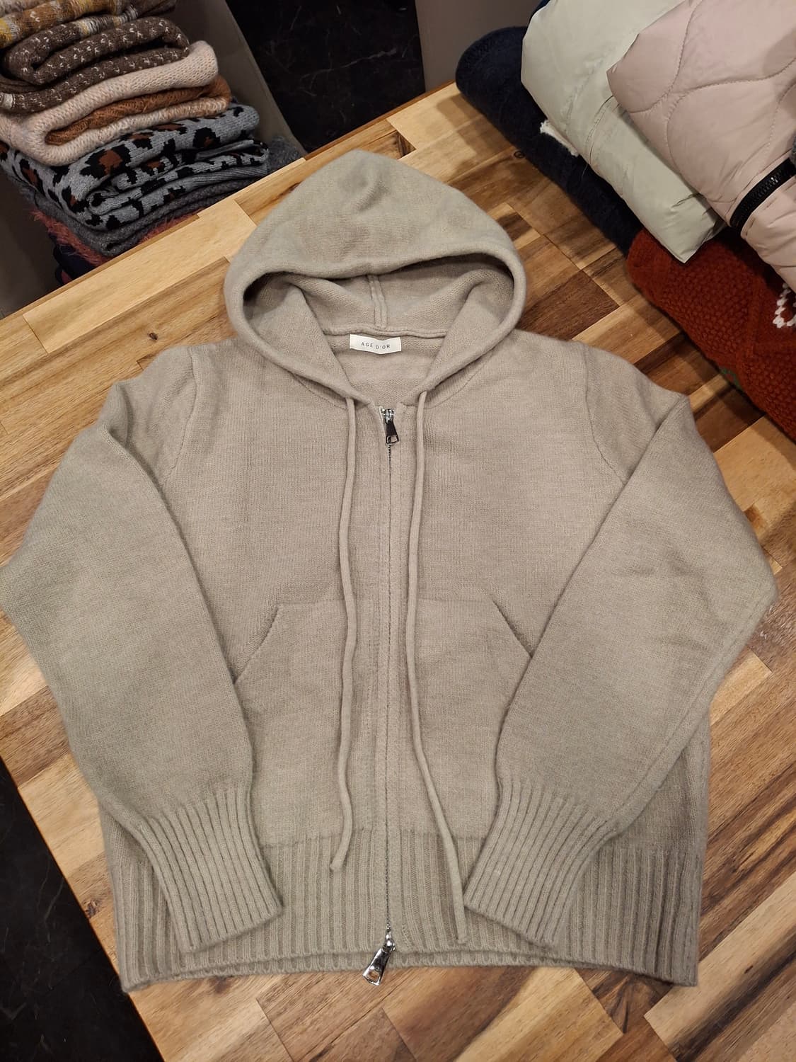 (마지막특가) 에이지도르 니트 후드집업 상품이미지1