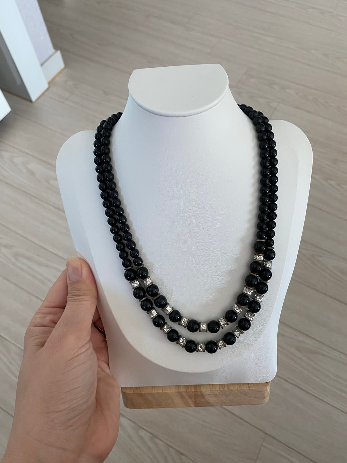 빈티지 더블라인 블랙 비즈 목걸이 상품이미지7