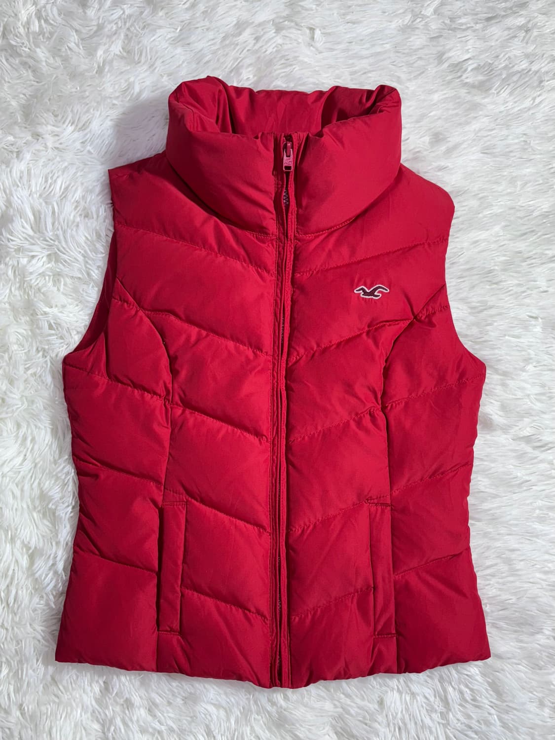 홀리스터 스몰로고 레드 다운 패딩조끼  상품이미지3