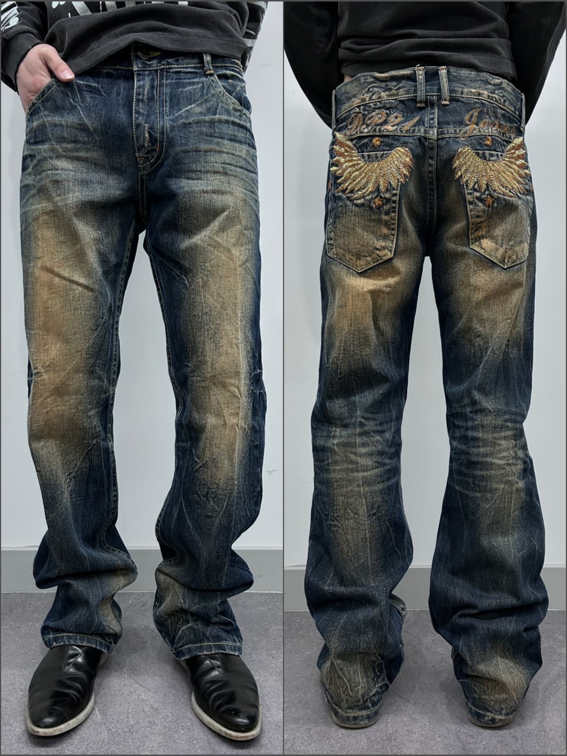 페더 3d 스티치 하드 워싱 데님 상품이미지1