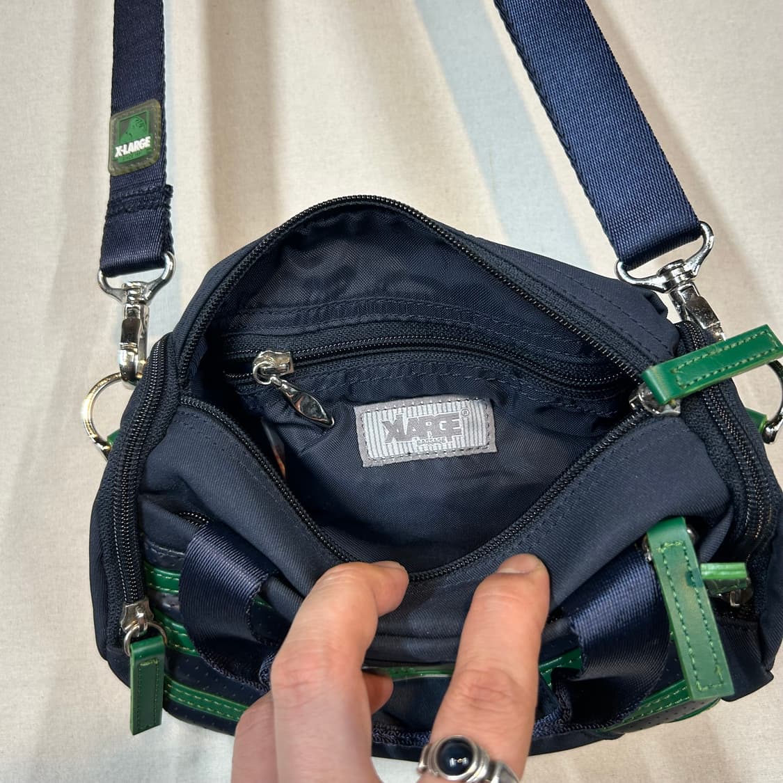 XLARGE 엑스라지 네이비 그린 드럼 숄더백 2way 상품이미지9