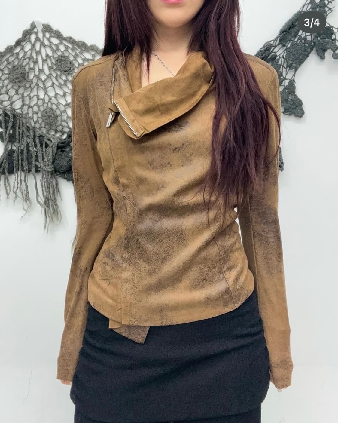 Vintage Texture Drape Zip-up Jacket 상품이미지3