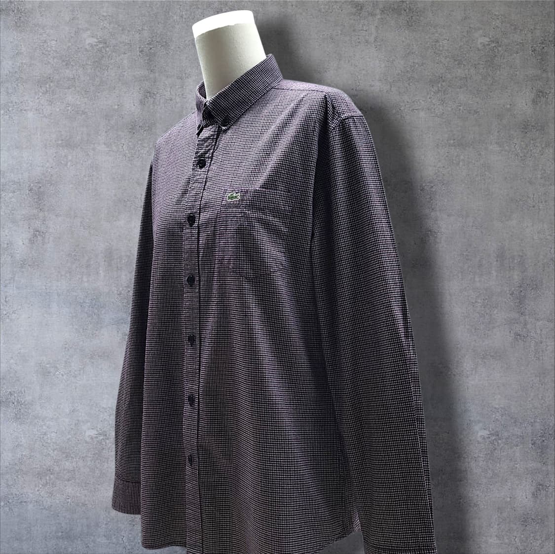 [105/L] 라코스테 브라운&블랙 체크 슬림핏 긴팔셔츠 상품이미지3