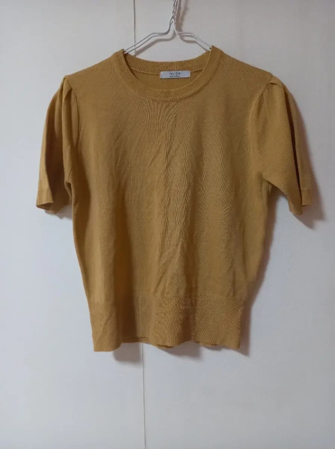 머스터드 네이비 연두 여름 반팔 니트 티 블라우스 F 상품이미지2