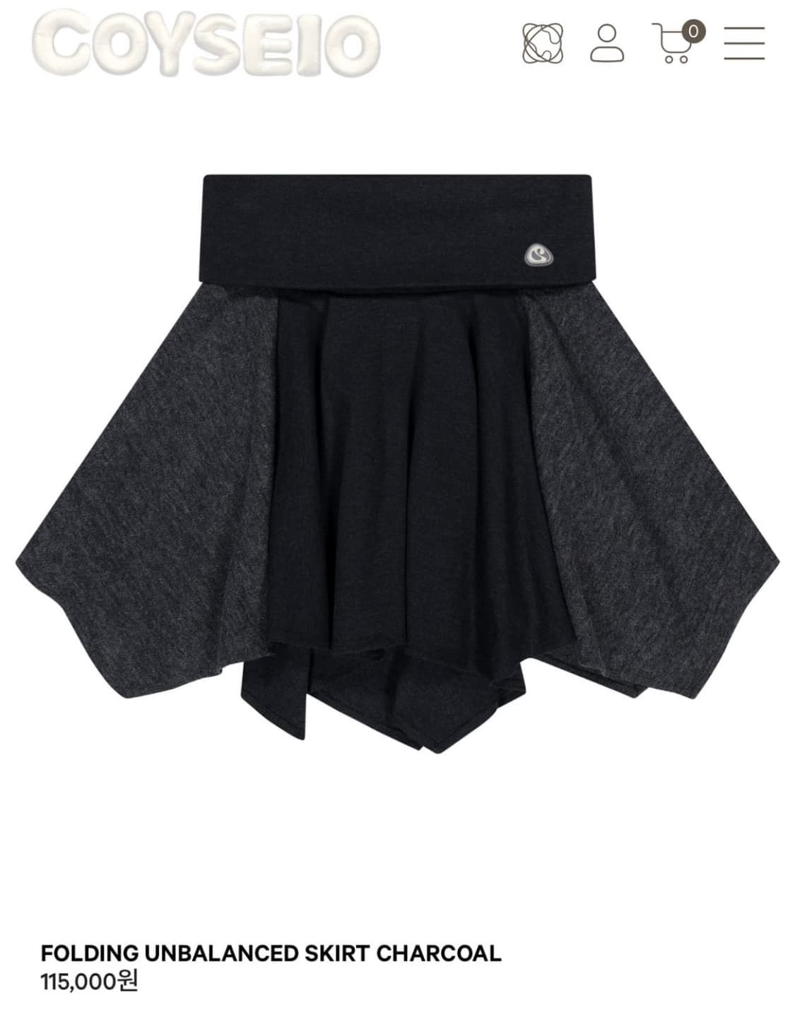 FOLDING UNBALANCED SKIRT CHARCOAL 상품이미지1