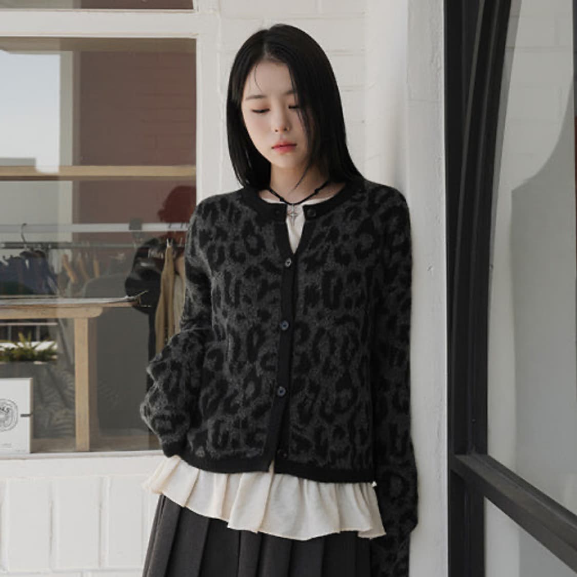 레오파드 헤어리 가디건 상품이미지1