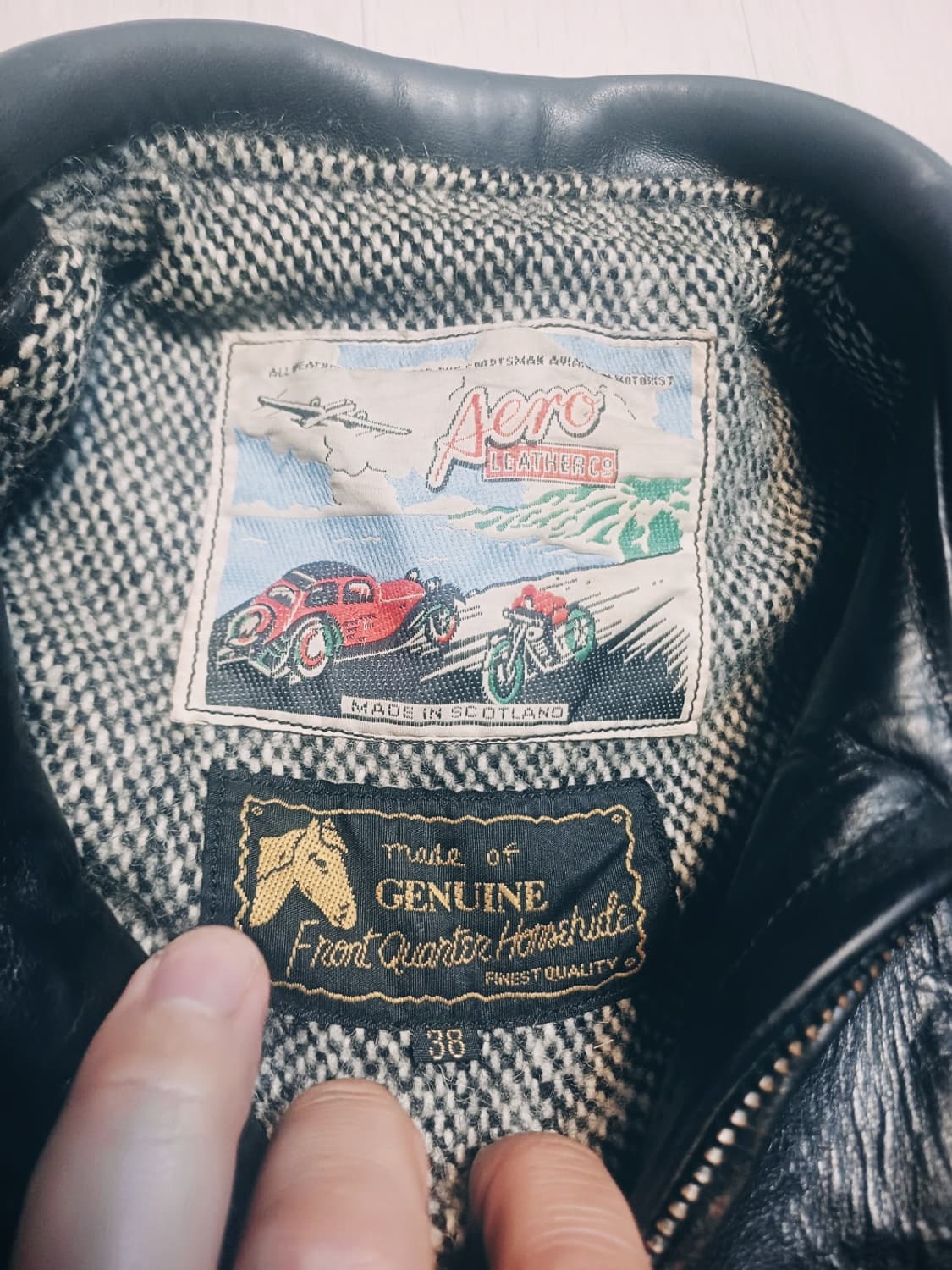 에어로레더 하프벨트 크롬악셀 호스하이드말가죽 레더자켓38아메카지워크웨어 상품이미지5