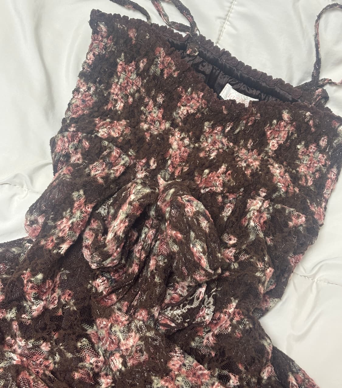 빈티지 리즈리사 브라운 플로럴 레이스 딸기초코 원피스 히메갸루 로리타 상품이미지2