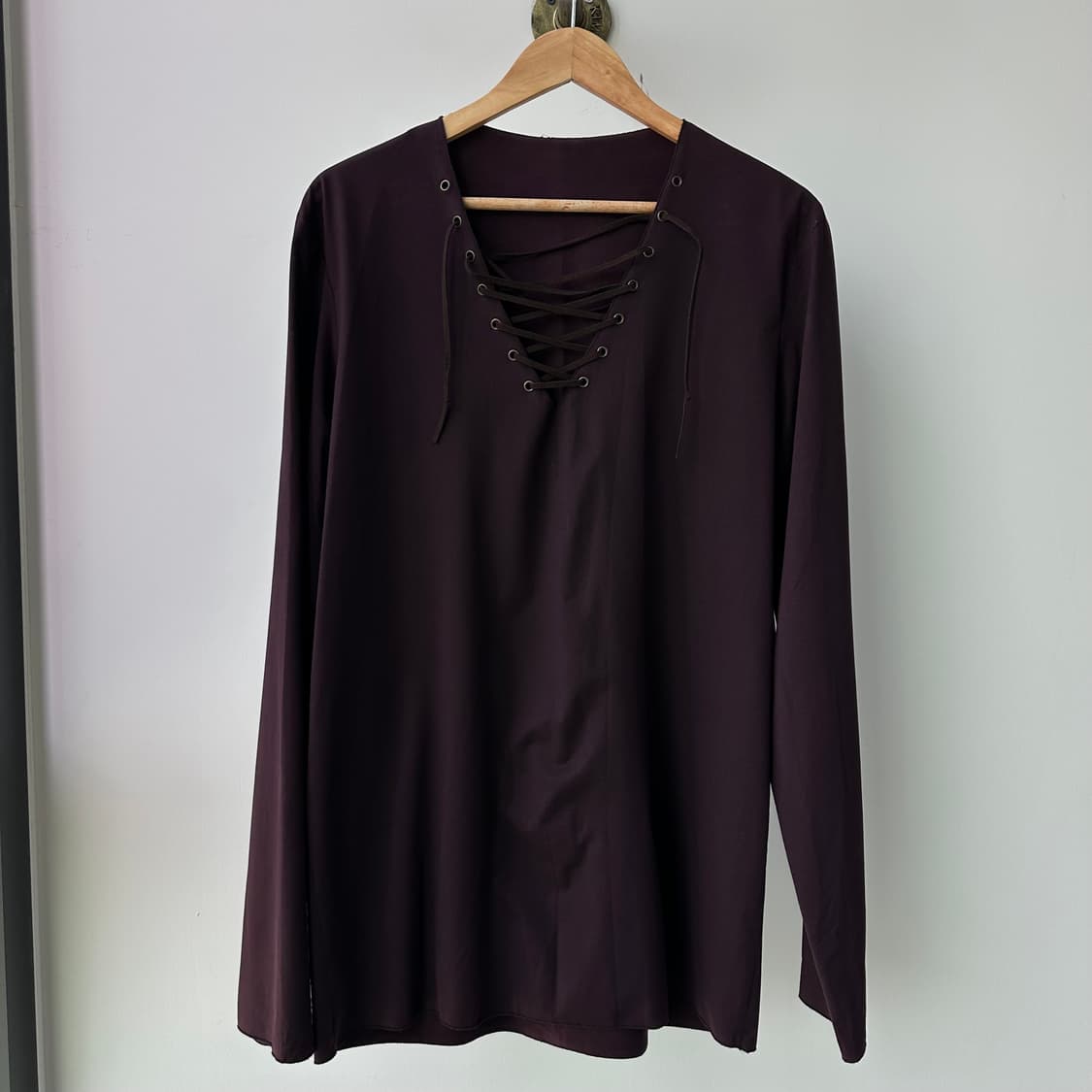 일본 빈티지 웨스턴 레이스업 긴팔 티셔츠 상품이미지2